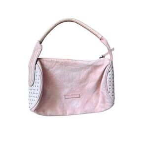 BCBGMaxazria pink brushed leather bedazzled handbag purse